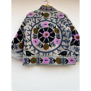 Handmade Cotton Suzani Design Autumn Winter <b>Bomber</b> <b>Jacket</b> with Embroidery - Product Image 6