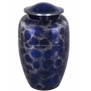 Tendance et classique Sarcelle Orang Urne funéraire élégante à bande de fleurs pour les cendres humaines Urne funéraire artisanale - Product Image 2