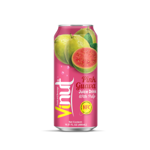 Pink Guava Fruit Juice Drink Beverage Aluminum Can 490ml With Pulp VINUT for Global Wholesale Distributors and Importers - Product Image 1