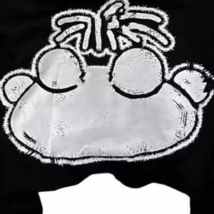 Sweat à capuche pour homme en coton tricoté noir, coupe oversize, décontracté, hiver, avec logo frontal et imprimé dessin animé personnalisé, manches classiques - Product Image 6
