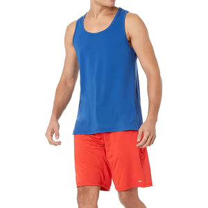 The Perfectionists Men's <b>Red</b> Sleeveless <b>Tank</b> <b>Top</b> O-Neck Polyester Quick Dry Solid Color Casual Workout Wear - Product Image 2