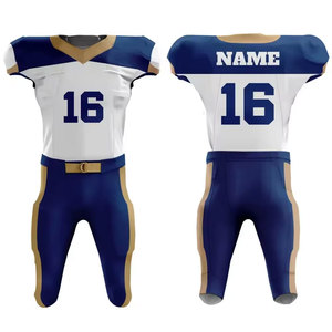 Custom American Football Uniform <b>Set</b> Black Blue Gradient <b>V</b>-Neck Sleeveless Jersey Heat-Transfer Printed 100% Polyester Plus Size - Product Image 3