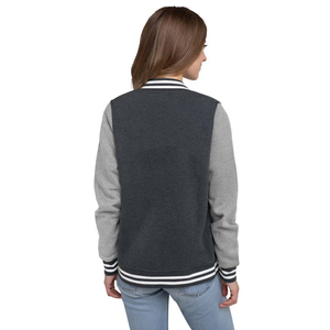 Chaqueta Varsity para Mujer, Corte Holgado, Mangas en Contraste, Estilo Béisbol, Chaqueta Bomber, Estilo Retro, Chaqueta Letterman, Tejido de Algodón - Product Image 3