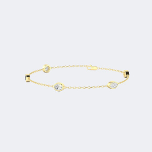 Bracelet à maillons réglables en or 14K avec diamants de laboratoire de formes variées 1.10CTW, sertis clos, taille poire EF, multi-pierres - Product Image 1