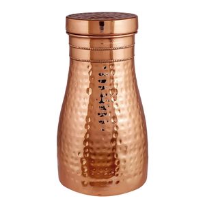 Carafe en cuivre pur à 100 % la plus vendue, bouteille d'eau en métal, carafe de chevet, personnalisable, écologique, portable, récipient en verre pour le bureau - Product Image 1