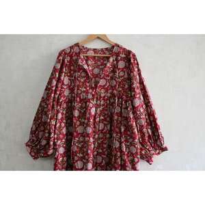 Vestido Boho de Algodón Hecho a Mano para Mujer, Estampado con Bloques, Natural, Lavable, Ligero, Transpirable, Vestido de Verano, Moda Ética - Product Image 4