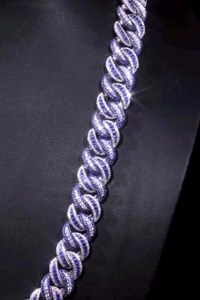 Cadena cubana de eslabones con incrustaciones de moissanita azul de 16 mm en plata 925, estilo hip hop, tipo Miami, para hombre, a bajo precio. - Product Image 3