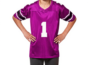 Maillot de football sublimé personnalisé, noir uni, uniforme de football américain, col en V, vêtements de sport d'équipe pour hommes et garçons - Product Image 6