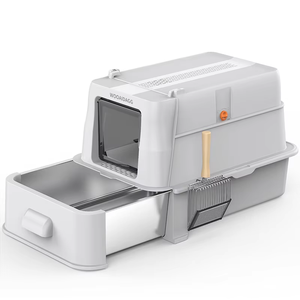 Bac à litière pour chat en acier inoxydable, toilette pour chat fermée, grand espace, facile à nettoyer, Arenero Para Gatos, Katzenklo, Bac à Litiere, OEM - Product Image 1