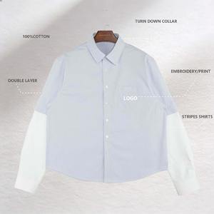 Nouveauté Chemises Oxford à manches longues pour hommes en coton 100% à double couche et patchwork - Product Image 2