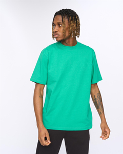 Camiseta de algodón de manga corta con cuello redondo para hombre, color verde sólido, corte regular, estilo casual, tejido jersey. - Product Image 1
