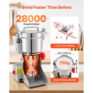 Broyeur alimentaire électrique haute vitesse 2000W 28000RPM, broyeur à épices en acier inoxydable 750g, machine à broyer le maïs sec en poudre - Product Image 4