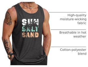 เสื้อกล้ามผู้ชายสีเทา แบรนด์ Six Trend Sports แบบไม่มีแขน คอกลม พิมพ์ลาย Sun Salt Sand สวมใส่สบาย ระบายอากาศได้ดี ผ้าถักเนื้อนุ่ม สีพื้น - Product Image 5