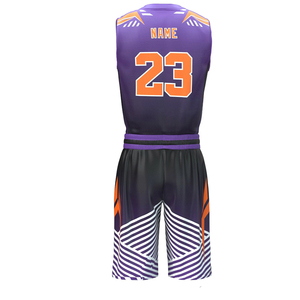 Ensemble uniforme de basket-ball noir unisexe, imprimé animal sur le devant, bandes latérales colorées, col en v, sans manches, short en jersey, évacuation de l'humidité - Product Image 3