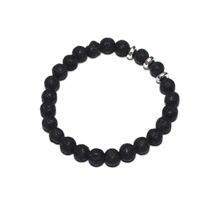 Bracelet en pierre de lave noire, breloque ronde, accessoire de mode en cristal - Product Image 2