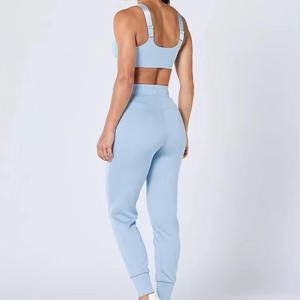 Women's High Waist Full Length Solid Color Knitted Sweatpants With Bow Drawstring Sporty Style Spring Wear - Product Image 2