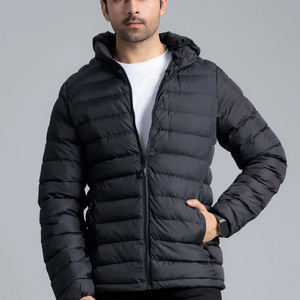 Wholesale Custom Formal Men's Hooded <b>Warm</b> <b>Waterproof</b> Safari <b>Jacket</b> with Front Logo Autumn Streetwear Stand Collar Nylon - Product Image 1