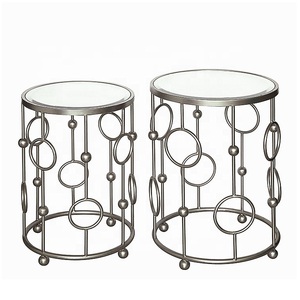 Sophisticated Metal <b>Nesting</b> <b>Table</b> With Glass Top Decorative Side Furniture For Elegant Modern Home Interiors - Product Image 5