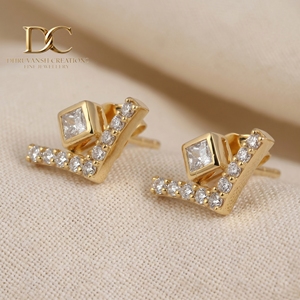Boucles d'oreilles en or massif 9 carats certifiées IGI, serties de diamants de laboratoire taille brillant carrée et ronde, bijoux de luxe pour femmes - Product Image 4