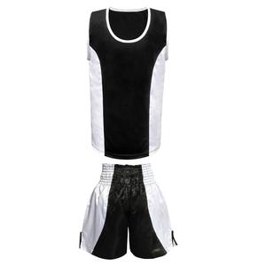 Ensemble gilet sans manches et short pour homme, noir et blanc, à blocs de couleur, taille élastique, respirant, en polyester, vêtements de sport, coupe régulière pour adulte - Product Image 2
