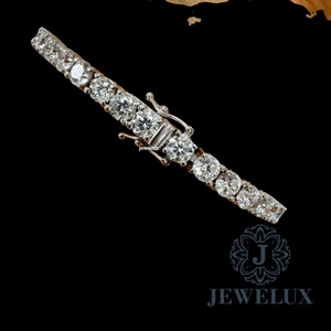 Bracelet tennis en moissanite haut de gamme unisexe, pierres finies brillantes, fermoir sécurisé, plaqué or/argent, prix de gros pour l'exportation - Product Image 2