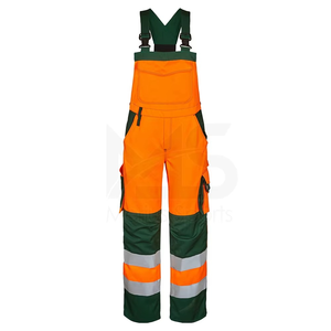 Men High Visibility Reflective Safety Workwear Bib Overalls Polyester Orange Navy Blue with Reflective Stripes - Product Image 3