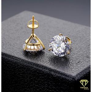 Boucles d'oreilles élégantes en argent sterling 925 avec diamant solitaire en moissanite, bijoux intemporels de luxe pour femmes - Product Image 2
