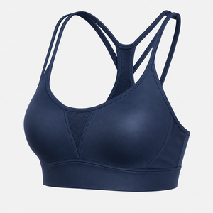 High Support Solid Breathable Mesh Sports <b>Bra</b> for Women Workout Fitness Running with Four-Way <b>Stretch</b> Crisscross Straps - Product Image 1