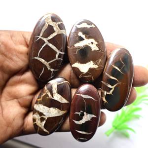 Cabochon Septarien Noir Naturel en Gros, Qualité AAA, Pierre Précieuse Non Montée, Effet Étoilé, Dos Plat, Poli à la Main - Product Image 1