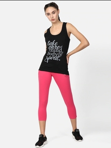 Débardeur en coton noir pour femme avec imprimé « Take Care Of Mind Body & Spirit », col rond, style décontracté - Product Image 3