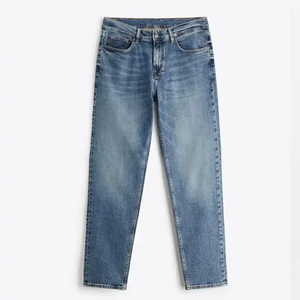 Pantalones Vaqueros de Mezclilla para Hombre, Corte Recto, Lavado a la Piedra, Cintura Media, Ajuste Regular, Algodón, Estilo Casual Otoñal 2026, Gran Venta - Product Image 1