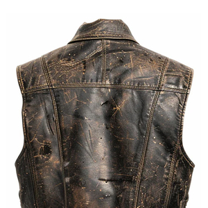 Gilets en cuir véritable pour hommes, faits à la main, effet vieilli, coupe-vent, respirants, réversibles, décontractés, service OEM pour la saison hivernale - Product Image 6