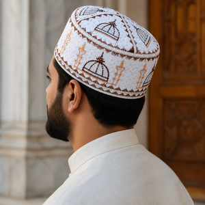 Gorro de Oración Islámico Bordado a Mano de Primera Calidad para Hombre, Kufi Tradicional Musulmán, Taqiyah, Topi, Gorro para Ramadán, Eid, Namaz, Hecho a Mano - Product Image 4