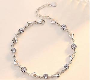 Blue <b>Crystal</b> Heart <b>Bracelet</b> Sterling Silver Adjustable Tennis <b>Bracelet</b> Dainty Romantic Jewelry Gift for Her - Product Image 5