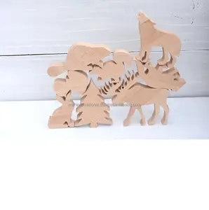 Hot Sale Wooden Animal Teether Toddle Kid Toys Home Decoration Wooden Puzzle Education Toys For Kids Painting