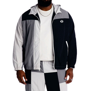 Streetwear Color Block Windbreaker <b>Lightweight</b> Hooded Track <b>Jackets</b> Custom Sportswear Nylon Windbreaker OEM <b>jacket</b> for men USA - Product Image 3