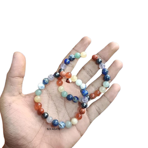 ขายส่งกำไลข้อมือยางยืดทำมือประดับลูกปัดอาเกตคริสตัลขนาด 8 มม. เครื่องประดับหินนิวเอจ - Product Image 3