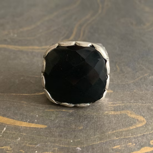 Men's 925 Sterling Silver <b>Ring</b> Large <b>Cushion</b> Black Onyx Gemstone Artisan Carved Wide Band Jewelry Manufacturer JAIPUR SILVER - Product Image 2