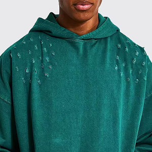 Sweat à capuche surdimensionné personnalisé avec logo, effet vieilli, en mélange de coton, lavage artisanal, OEM ODM, vente en gros - Product Image 3