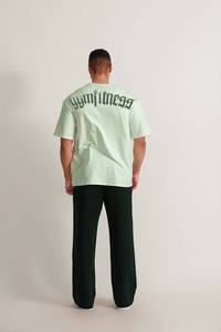 เสื้อยืดออกกำลังกายผู้ชายทรงโอเวอร์ไซส์ สีเขียวมิ้นท์ แขนสั้น ลายกราฟิกสไตล์โกธิค ทรงหลวม ใส่สบาย เหมาะสำหรับออกกำลังกายและสตรีทแวร์ - Product Image 5