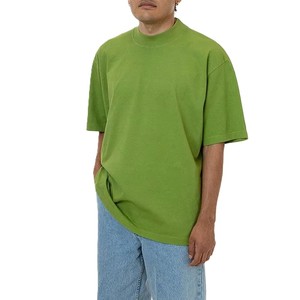 Camiseta de Manga Corta Verde Sólida Extra Grande para Hombre, 100% Algodón, Cuello Redondo, Estilo Casual, Tejido de Punto, Diseño Personalizado - Product Image 1