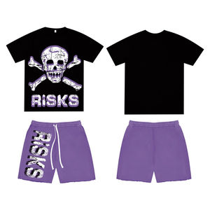 ชุดเซ็ตเสื้อยืดและกางเกงขาสั้นผ้าฝ้าย 100% พิมพ์โลโก้ตามสั่ง สำหรับฤดูร้อน แบบ unisex สั่งผลิตขั้นต่ำน้อย - Product Image 2