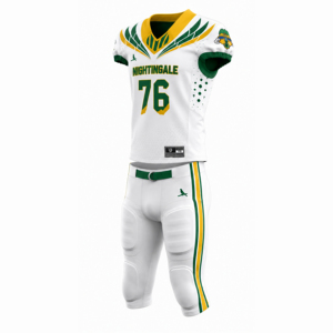 Nightingale American Football Uniform <b>White</b> Green Yellow Sublimated Jersey <b>Pants</b> <b>Men</b> Adult Moisture Wicking Athletic Fit Sports - Product Image 3