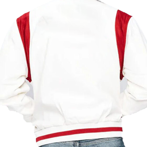 Veste universitaire KAP rouge et blanche, corps en laine, manches en cuir, style universitaire, veste bomber, style collégial, personnalisable, veste universitaire de fraternité - Product Image 6