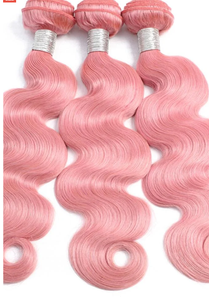 Pink <b>Body</b> <b>Wave</b> Human <b>Hair</b> Wefts 100% Density Remy Virgin <b>Hair</b> Extensions Remy Bulk <b>Hair</b> - Product Image 3