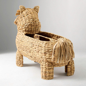 Cute Handmade Water Hyacinth Dog Kids <b>Storage</b> <b>Basket</b> Animal <b>Toy</b> Organizer Woven <b>Storage</b> Bin for Children Nursery Playroom - Product Image 3