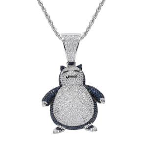 Collier pendentif en or avec diamants glacés, forme d'animal de dessin animé mignon, style hip-hop, cadeau de fête, pendentif de luxe. - Product Image 3