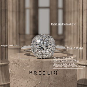 Luxury <b>Cushion</b> Cut Diamond Engagement Ring With Halo Setting In Yellow Gold Classic Bridal Ring Elegant Sparkling Fine Jewelry - Product Image 4