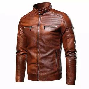 High Quality Men's Biker Styles <b>Winter</b> <b>Jacket</b> Stand Collar <b>Leather</b> Canvas Fabric High Street Fashion OEM Service <b>jacket</b> for men - Product Image 2
