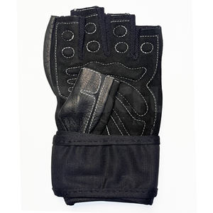 Gants de musculation professionnels noirs et blancs avec bandes de maintien robustes pour les poignets |   Poignée antidérapante de qualité supérieure pour un équipement de musculation ultime - Product Image 4